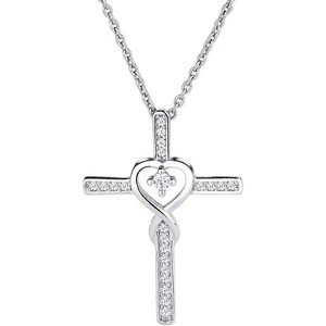 Clotth Sterling Silver Cross Necklace for Women - 925 Silver Choker with Cubic Zirconia,Faith-Based Accessory for Wedding,Birthday - 1 of 4