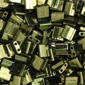 John Bead Miyuki 5x5mm TL-306 Olive Green Gold Transparent Tila Glass Square Beads 50 Grams - 1 of 2