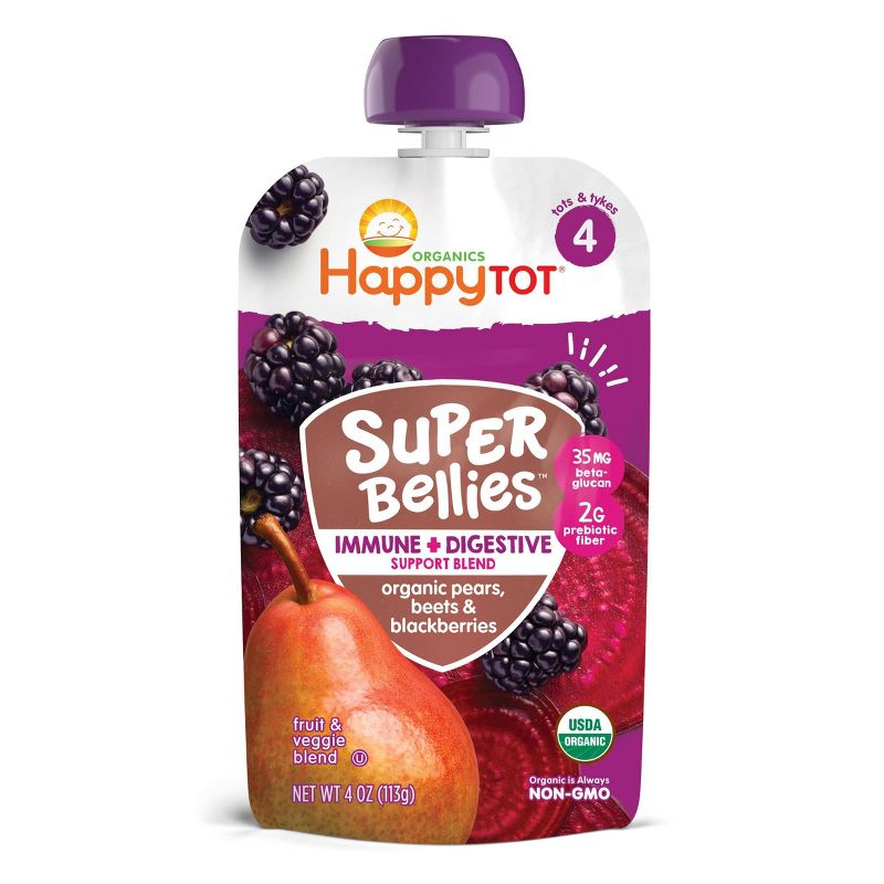 HappyTot Super Bellies Organic Pears Beets &#38; Blackberries Baby Food Pouch - 4oz, 1 of 5