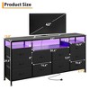 63" Fabric Entertainment Center with 10 Drawers | TV Stand for 65-75 Inch TVs | Multi-Functional Dresser & Chest of Drawers with Light - 3 of 4