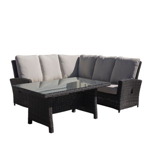 Courtyard Casual Cheshire 4 pc Chow Dining Recline Sectional Set - 1 of 4