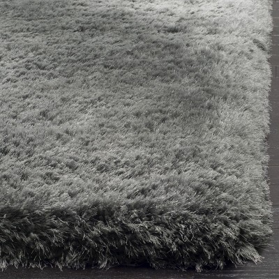 Handmade Gray Synthetic Shag Square Area Rug 6' x 6'