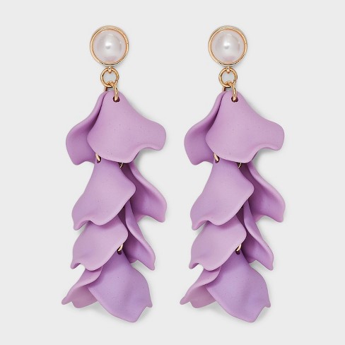 Purple hot sale pearl earrings