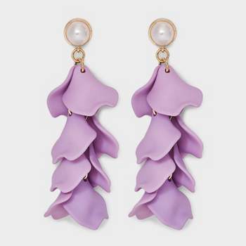 Linear Flower Pearl Earrings - A New Day™