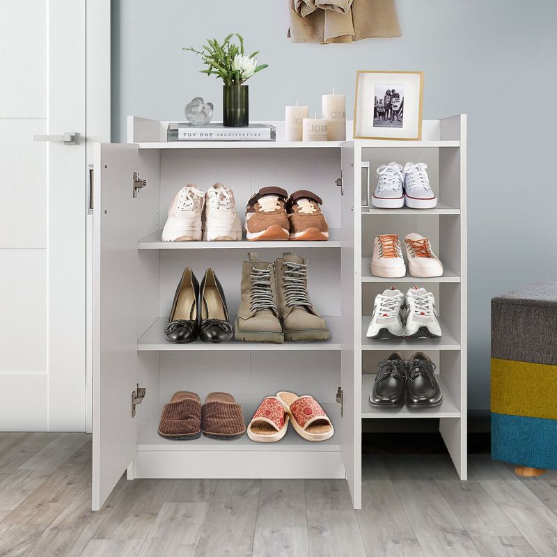 Tangkula Wooden Shoe Cabinet 2-Door Storage Entryway Shoes Organizer w/ Adjustable Shelves, 4 of 10