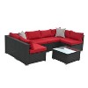 Patti 7-piece PE Rattan Patio Conversation Set, Outdoor Sectional Sofa with Cushions and Glass Top Coffee Table - Maison Boucle - 2 of 4