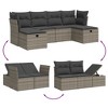 vidaXL Patio Sofa Set with Cushions Outdoor Furniture 6 Piece Poly Rattan - Gray without storage - 3 of 4