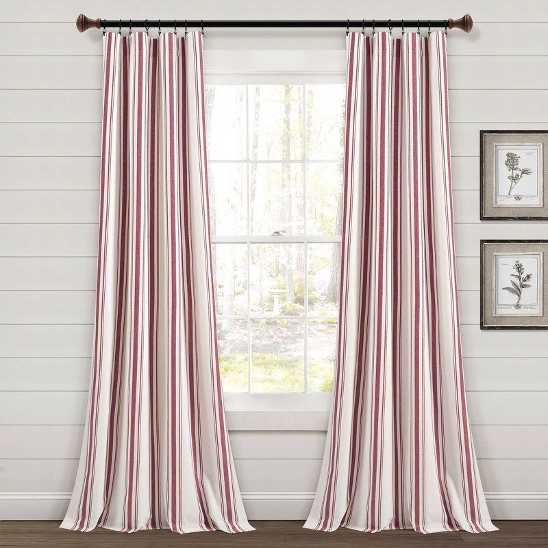 Set of 2 (84"x42") Farmhouse Striped Yarn Dyed Eco-Friendly Recycled Cotton Window Curtain Panels - Lush Décor, 1 of 9