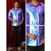 Lars Amadeus Men's Button Down Regular Fit Shiny Party Metallic Shirts - 4 of 4