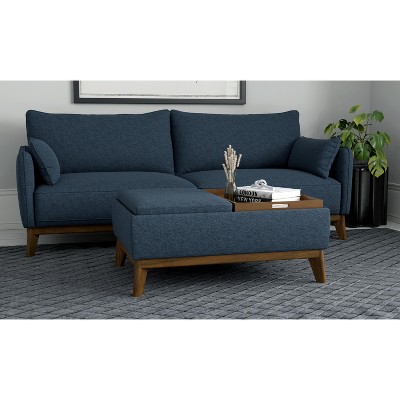 Blue Reversible Tray Ottoman