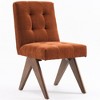 YOUNIKE Modern Upholstered Chair Set of 2 Dining Room Armless Kitchen Chairs Linen Fabric Chair Vanity with 4.7" Thick Cushion Wood V-Leg - 2 of 4