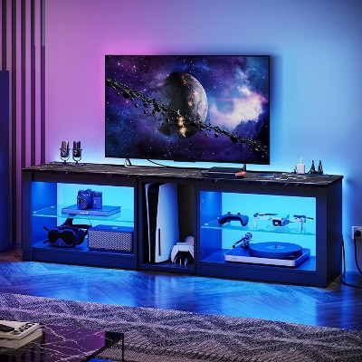 Bestier 63 Inch LED TV Stand with Glass Shelves
