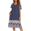 Ekouaer Womens Nightgown Short Sleeve House Dress with Pockets-Floral Print Mumu Dress - 3 of 4