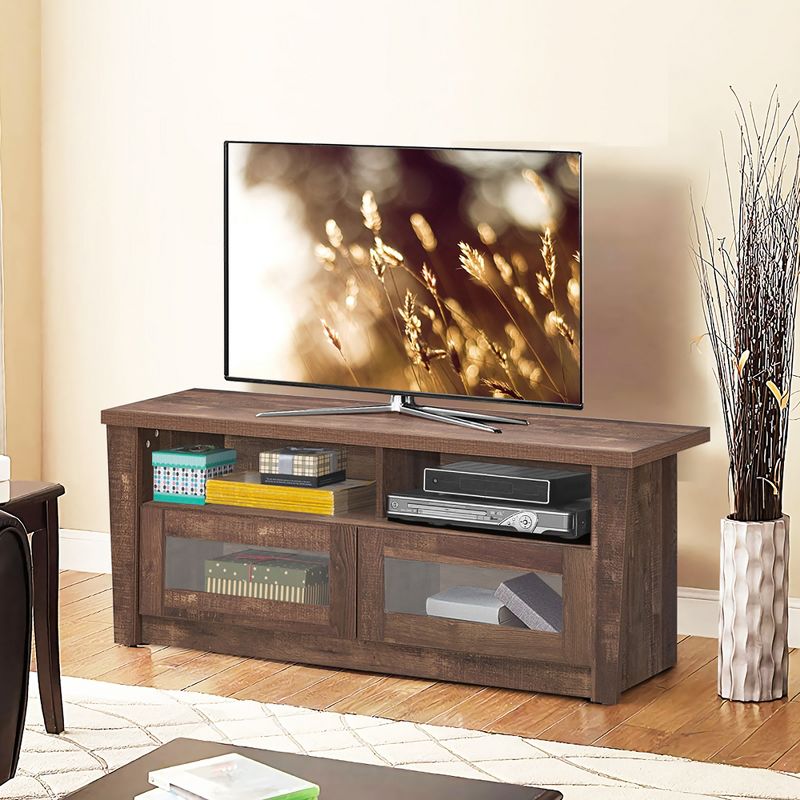 Costway TV Stand Entertainment  Center Hold up to 55'' TV with 2 Shelves & 2 Door Cabints, 4 of 11