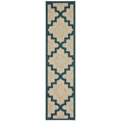 Oriental Weavers Latitude 804I3 Grey/ Teal Indoor/Outdoor Area Rug - 1'10" x 7'6"