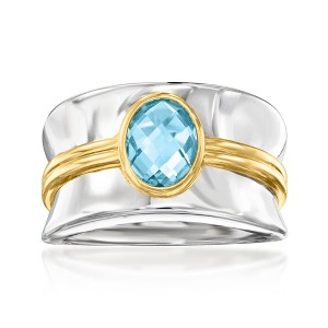 Ross-Simons 1.20 Carat Swiss Blue Topaz Ring in Sterling Silver and 18kt Gold Over Sterling - 1 of 4