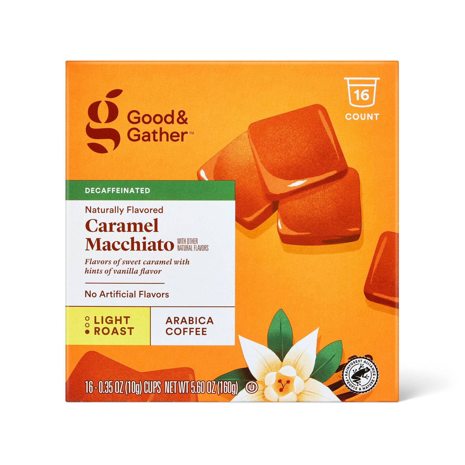 Naturally Flavored Caramel Macchiato Decaf Light Roast Coffee - 16ct Pods - Good & Gather™