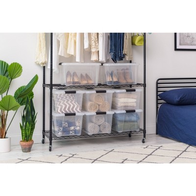 Clear 32 Qt Stackable Plastic Storage Bin with Lid