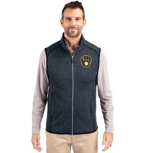 Milwaukee Brewers Cutter & Buck Mainsail Sweater-Knit Mens Full Zip Vest - 1 of 1