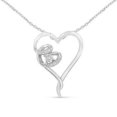 Haus of Brilliance Silver 1/10 cttw Diamond Heart Pendant Necklace