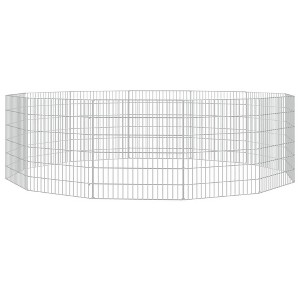 vidaxl 12-Panel galvanised Iron Animal Enclosure - Spacious Customizable Outdoor/Indoor pet playpen Run cage - Silver 21.3"x23.6" - 1 of 4