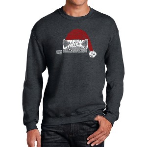 LA Pop Art Christmas Peeking Cat - Men's Word Art Crewneck Sweatshirt - 1 of 4