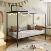 Twin/Full Size 3-in-1 Convertible Montessori Metal Floor Bed, Fenced Toddler Bed, Canopy Platform Bed - ModernLuxe - 4 of 4