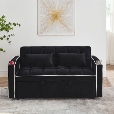 TIRAMISUBEST Foldable Sofa Bed Modern Sofa Velvet Blue Adjustable for Bedroom for Living Room