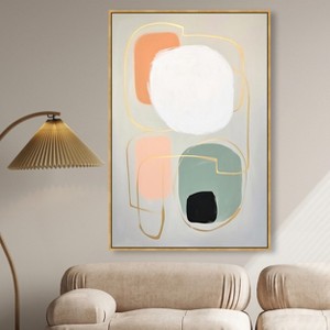 Art Remedy Dimensional Gold Thread Contemporary Shapes Abstract Wall Art Framed - 1 of 4