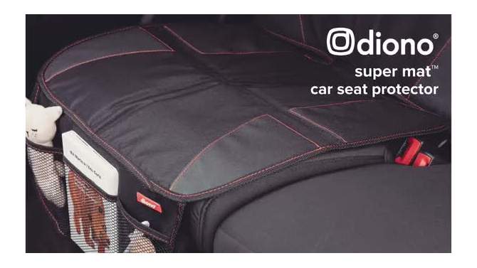 Diono Super Mat Car Seat Protector for Under Car Seat Includes 3 Mesh Storage Pockets Crash Tested - Black, 2 of 14, play video