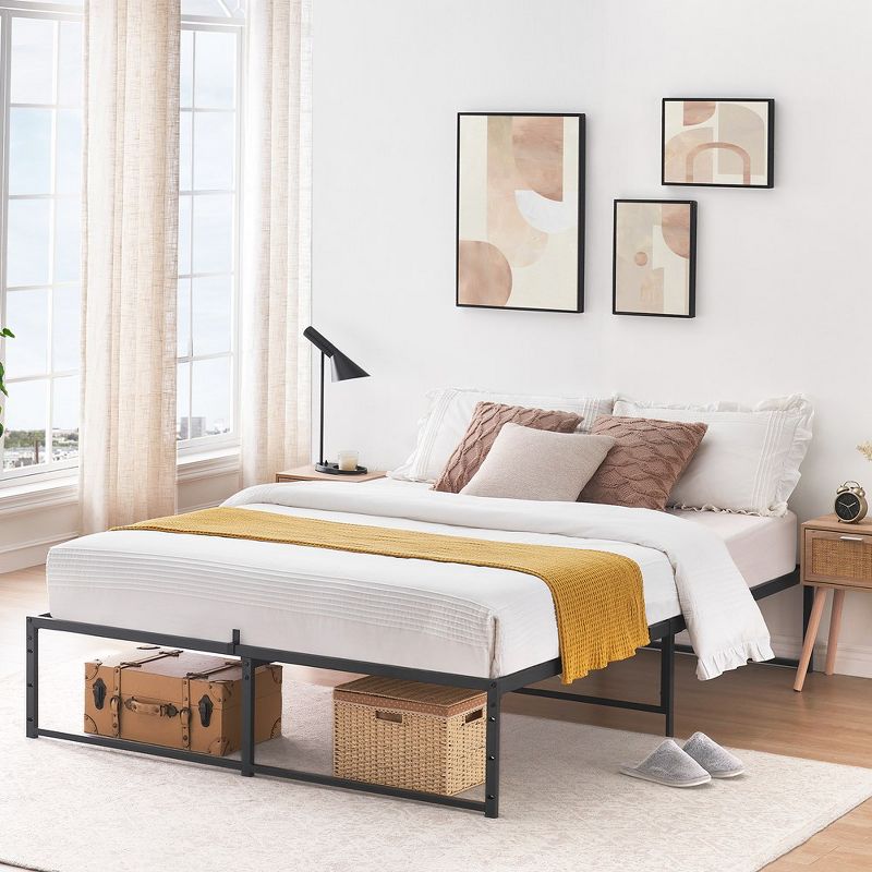 Twin Size Bed Frame Platform, 14 inch Metal Twin Bedframe with 3 in 1 Sturdy Steel Support, No Box Spring Needed Black Mattress Frame, 4 of 8