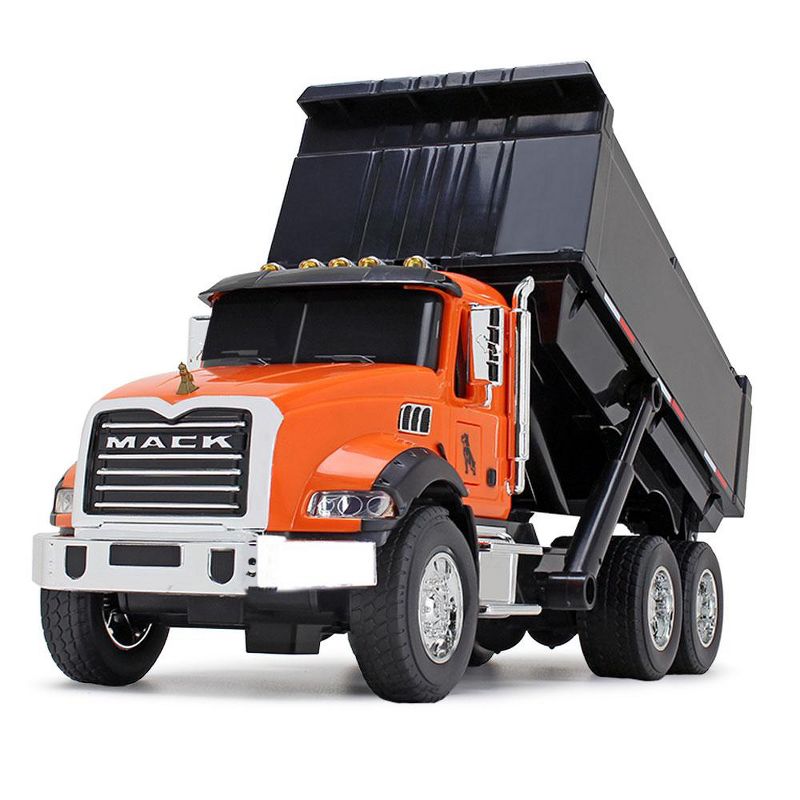 First Gear Inc 1/24 Durable Orange Plastic Mack Granite Dump Truck With Lights And Sounds, 1 of 3