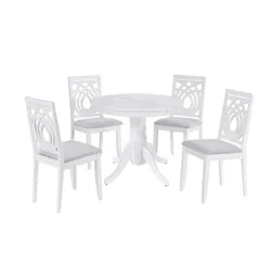 Mid-Century 5-Piece Extendable Round Dining Table Set White-ModernLuxe