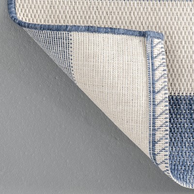 Coastal Stripe Blue Synthetic 10' x 14' Reversible Area Rug