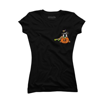 Junior's Design By Humans Halloween Boxer Dog By TreeHouses T-Shirt