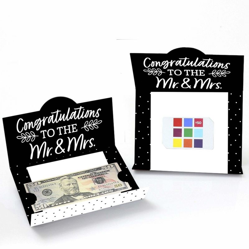 Big Dot of Happiness Mr. and Mrs. - Black and White Wedding or Bridal Shower Money and Gift Card Holders - Set of 8, 2 of 5