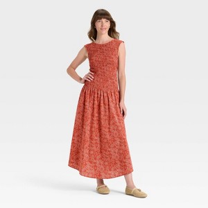 Women's Smocked Midi A-Line Dress - Universal Thread™ - 1 of 3