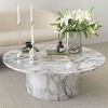 40" Modern Bvlgari Marble Look Round Coffee Table Center Table For Sitting Room Cocktail Table,End Tables For Living Room-Cuddlewood - 3 of 4