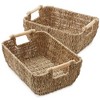 Casafield Water Hyacinth Seagrass Oval Storage Basket Sets with Wooden Handles, Woven Nesting Bin Organizers - 2 of 4
