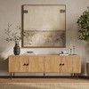 LuxenHome Oak Manufactured Wood 64.5-Inch Wide 4-Door TV Console Cabinet Brown - 2 of 4