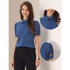 INSPIRE CHIC Women's Sheer Short Sleeve Point Collar Work Button Down Shirt - 2 of 4