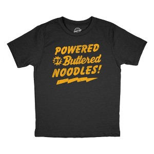 Youth Funny T Shirts Powered By Butter Noodles Sarcastic Food Graphic Novelty Tee For Kids - Crazy Dog Youth T Shirt - 1 of 4