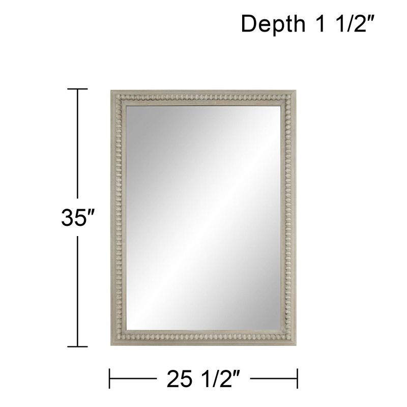 Noble Park Rectangular Vanity Wall Mirror Vintage Rustic Farmhouse Beaded Gray Washed Wood Frame 25 1/2" Wide for Bathroom Bedroom Living Room House, 4 of 10