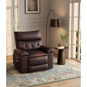 TROPOW Recliner Chair for Adults,PU Leather Electric Rocker Recliner,360 Degree Swivel Lounge Chair with Side Pocket,Modern Massage Recliner Chair - 1 of 4