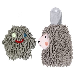 REGALWOVEN 2 Packs Cute Cartoon Alpaca Fuzzy Ball Hand Drying Hanging Ball Towels for Bathroom 7" x 7"/7" x 11" - 1 of 4