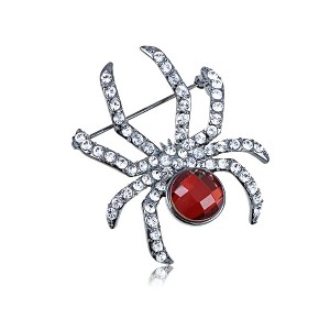 Anna-Kaci Women's Rhinestone Spider Brooch Pin with Black Gemstone Accents - 1 of 4
