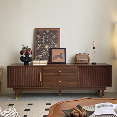 LOVSON 70.9''Medieval-style multimedia console, entertainment center with 2 storage cabinets,2 drawers,suitable for living rooms,bedrooms,walnut