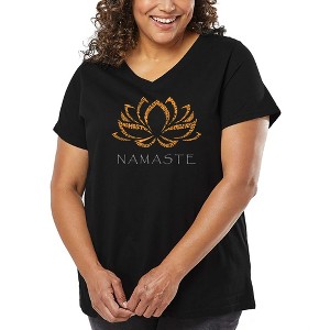 LA Pop Art Women's Word Art V-Neck - Namaste - 1 of 4