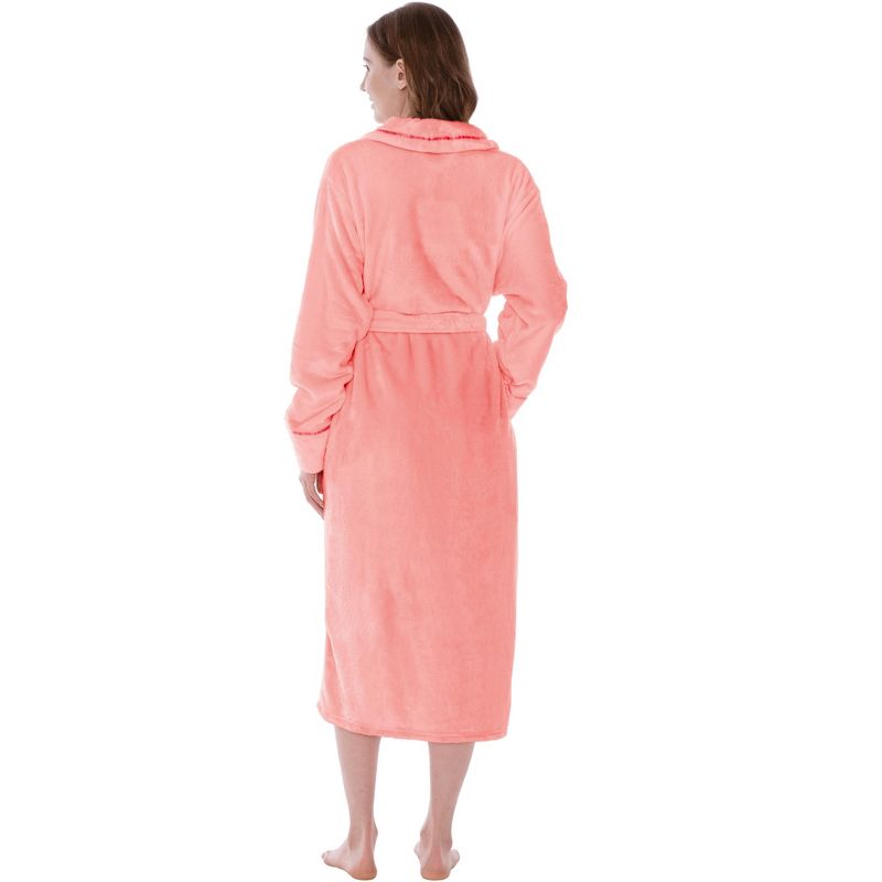 PAVILIA Fleece Robe For Women, Plush Warm Bathrobe, Fluffy Soft Spa Long Lightweight Fuzzy Cozy, Satin Trim, 2 of 8