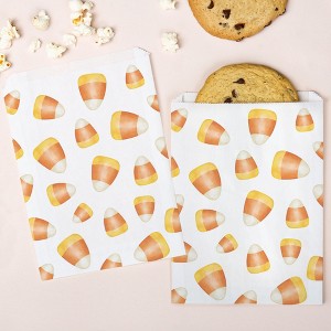 Big Dot of Happiness Candy Corn Paper Treat Bags, Halloween and Fall Individual Candy Snack Favors, Greaseproof White Sandwich Cookie Bags - 25 Count - 1 of 4